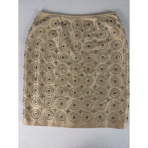 KAY UNGER New York Champagne Gold Beaded Silk Pencil Skirt Sz 14